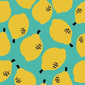 lemons fabric // simple sweet fruits fabric scandi style simple design by andrea lauren - turquoise