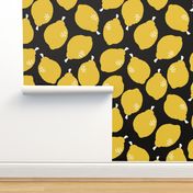 lemons fabric // simple sweet fruits fabric scandi style simple design by andrea lauren - black