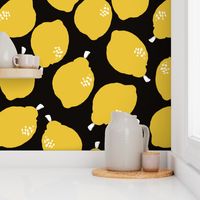 lemons fabric // simple sweet fruits fabric scandi style simple design by andrea lauren - black