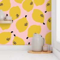 lemons fabric // simple sweet fruits fabric scandi style simple design by andrea lauren - pale pink