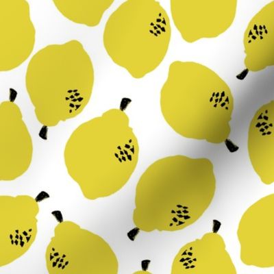 lemons fabric // simple sweet fruits fabric scandi style simple design by andrea lauren - white
