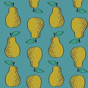 pears fabric // pear fruit design pear fabric cute nursery fabric by andrea lauren - turquoise