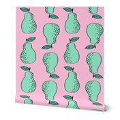 pears fabric // pear fruit design pear fabric cute nursery fabric by andrea lauren - pink