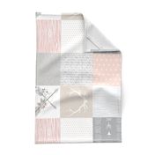 Wholecloth- BoHo Baby Girl Quilt - Rotated - Pink Grey Tan