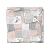 Wholecloth- BoHo Baby Girl Quilt - Rotated - Pink Grey Tan