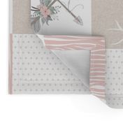 Wholecloth- BoHo Baby Girl Quilt - Rotated - Pink Grey Tan