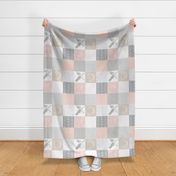 Wholecloth- BoHo Baby Girl Quilt - Rotated - Pink Grey Tan