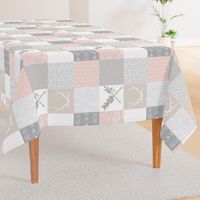 Wholecloth- BoHo Baby Girl Quilt - Rotated - Pink Grey Tan