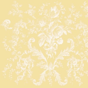 Faded Rococo Roses buttercup reversed