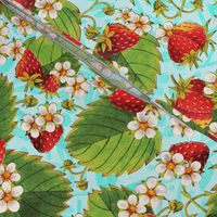 Watercolour Strawberries on aqua
