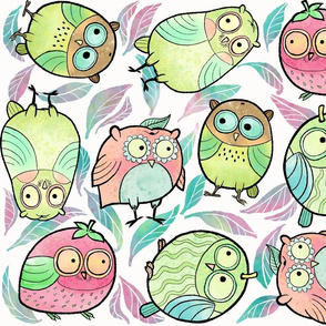 Fruity Owls in Large Print