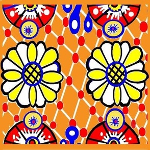 Talavera Daisy  Orange Tile