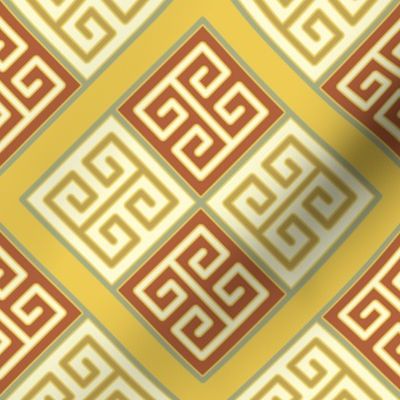 Bayeux Greek Key Linen and Yellow