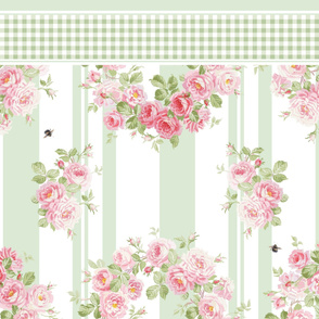 May Day Summer Roses basil stripe pillowcase 