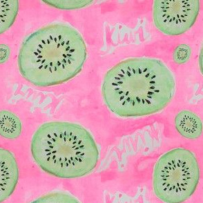 Watercolor Kiwi Slices in Neon Pink Punch