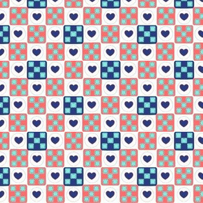 Summer Patches-Miniature Heart Quilt Squares 