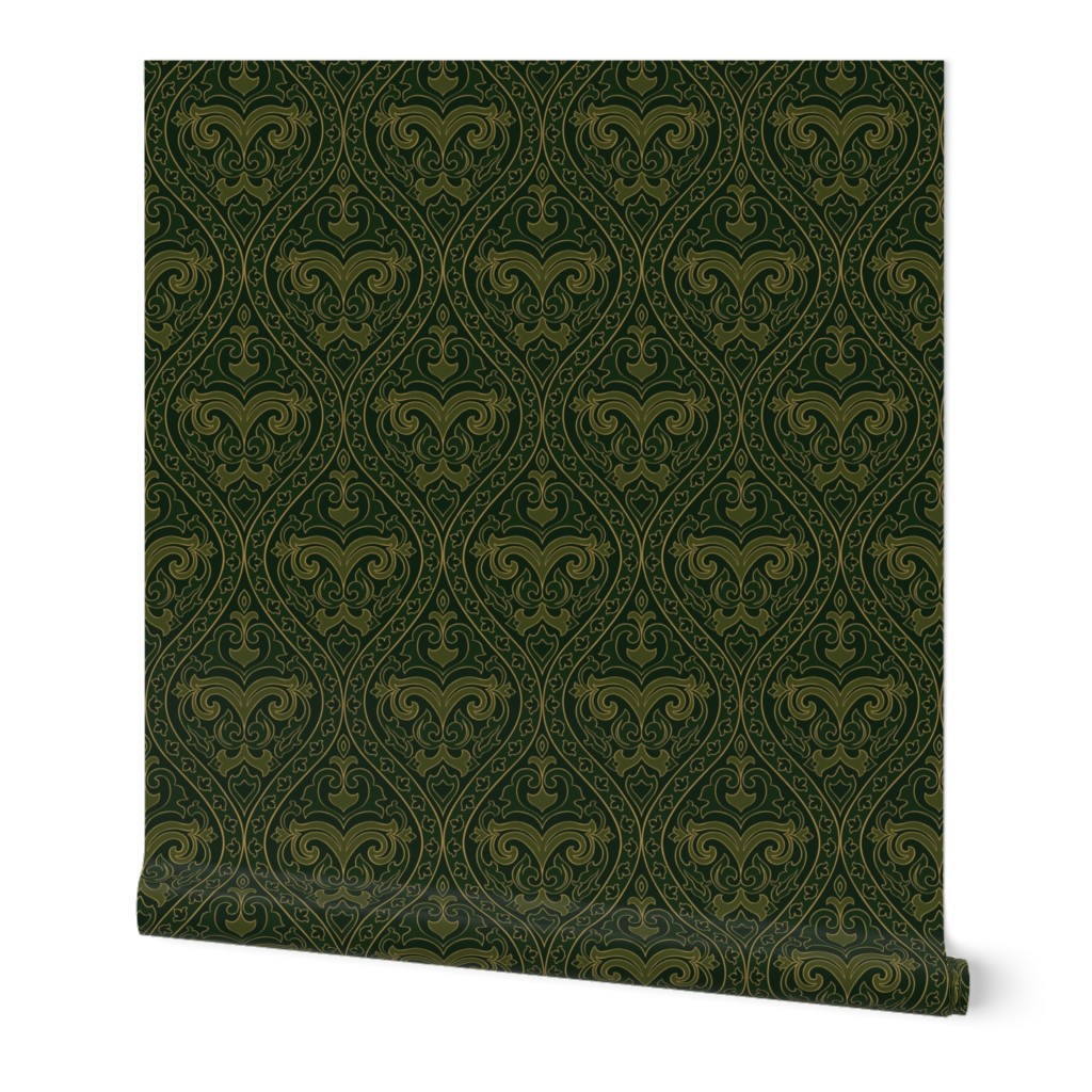 Green pattern with damask.