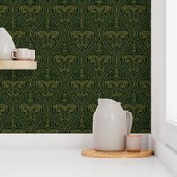 Green pattern with damask.