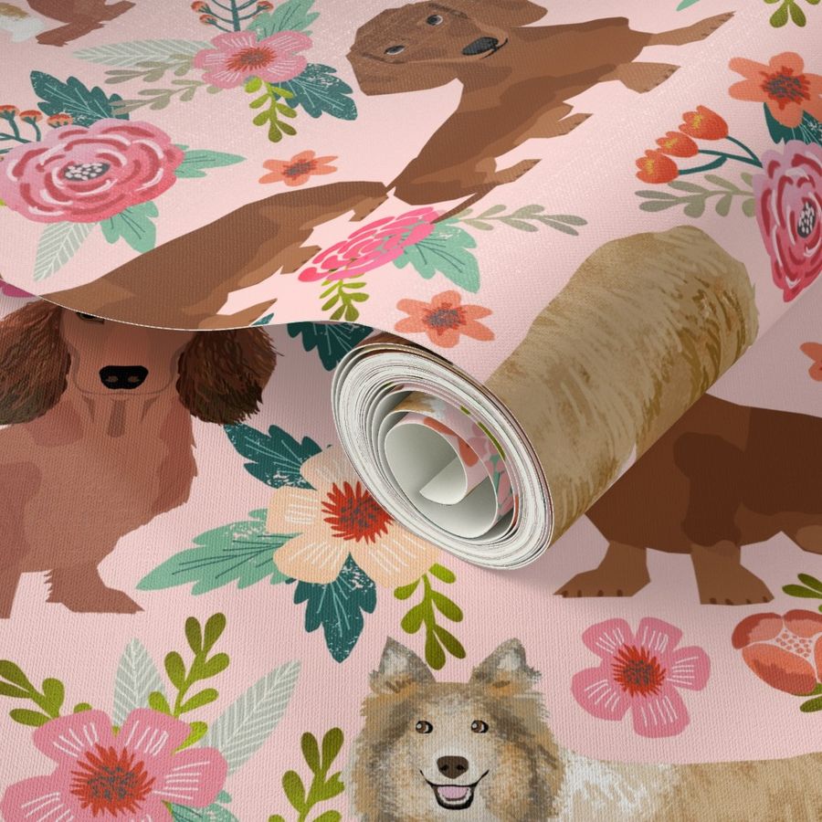 Custom order sheltie and dachshund dog fabric