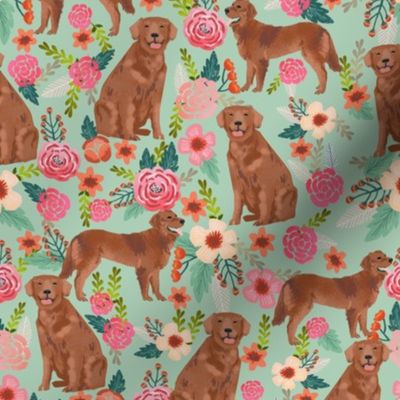 golden retriever fabric - red golden retriever dogs design cute dog fabric - mint
