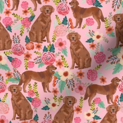 golden retriever fabric - red golden retriever dogs design cute dog fabric - pastel pink