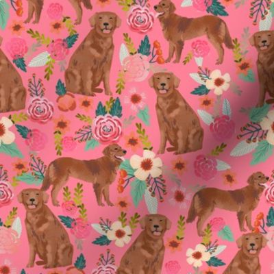 golden retriever fabric - red golden retriever dogs design cute dog fabric - pink