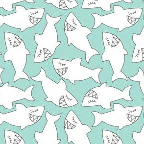 baby sharks on teal