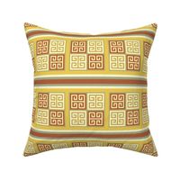 Bayeux Greek Key Linen and Yellow Stripe