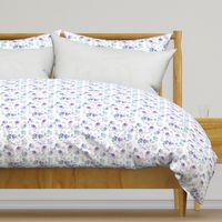 Watercolour Floral Vintage Blue Hue on White MEDIUM