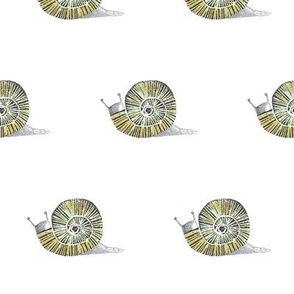 block print snails - yellow