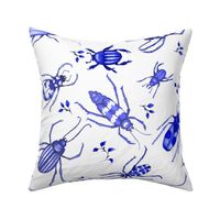 Cobalt Blue Watercolor Beetle Toile