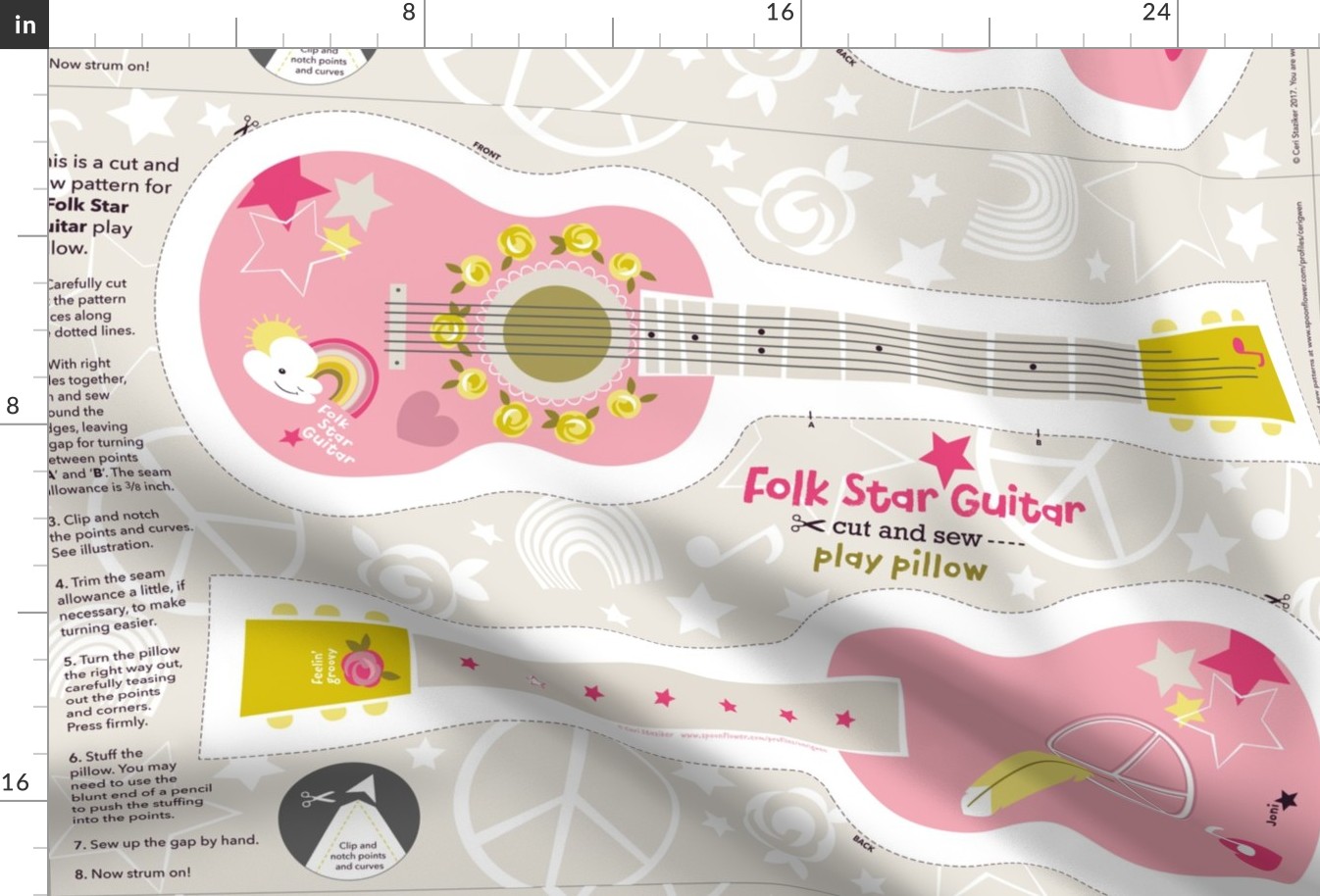 Folk Star Guitar play pillow