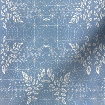  Indigo Denim Blue Damask