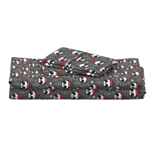 winter panda fabric  // winter holiday christmas design by andrea lauren cute panda fabric - grey