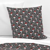 winter panda fabric  // winter holiday christmas design by andrea lauren cute panda fabric - grey