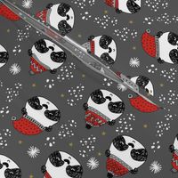 winter panda fabric  // winter holiday christmas design by andrea lauren cute panda fabric - grey