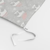 winter panda fabric  // winter holiday christmas design by andrea lauren cute panda fabric - grey