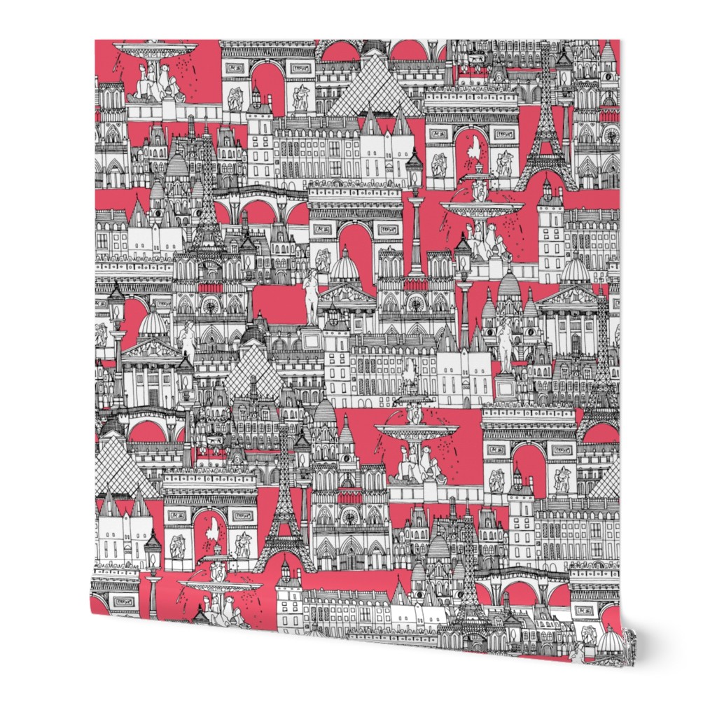 Paris toile strawberry pink