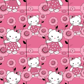  Little kittens  Pink background 