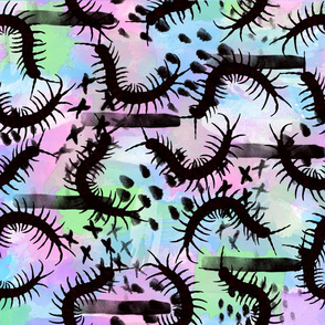 Insect Watercolor Centipedes