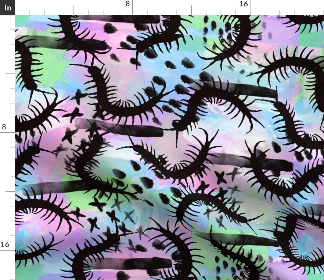 Insect Watercolor Centipedes