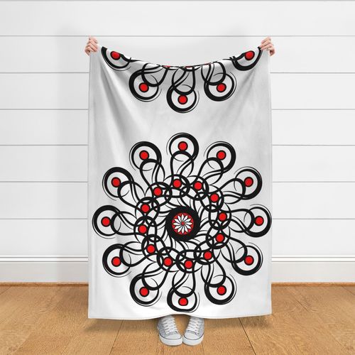 Black-n-Red Rosette 54" Scarf