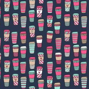 coffee fabric // pink mint and navy coffee cafe latte coffee fabric