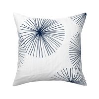 Dandelions White Navy by Friztin Fabric | Spoonflower