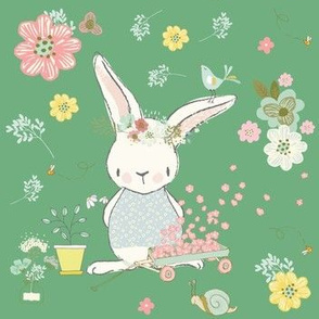 7" Garden Bunny / Green