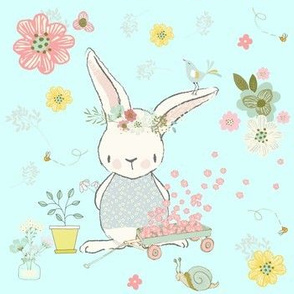 7" Garden Bunny / Light Aqua