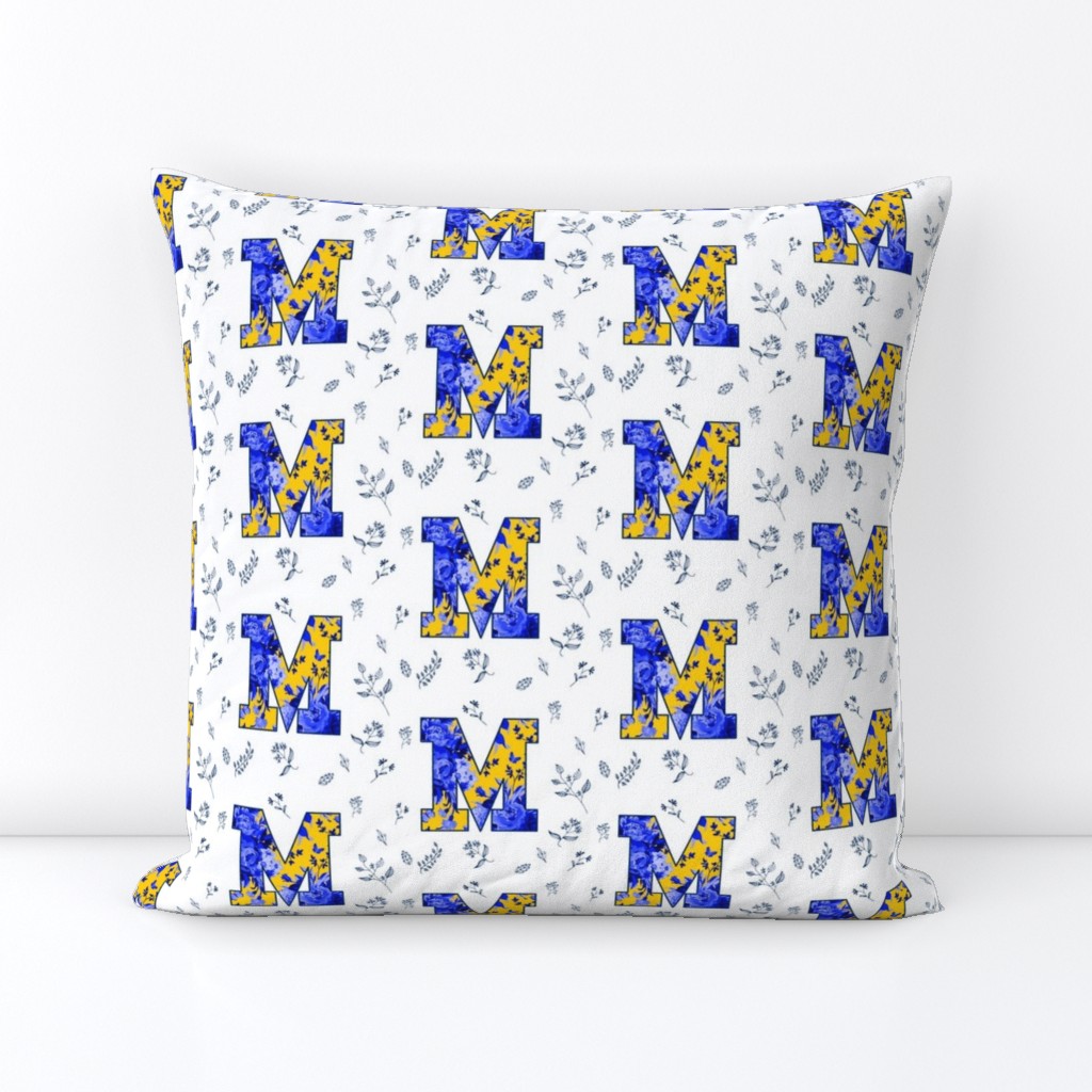 4" M is for Michigan / White & Blue / School Spirit