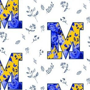 4" M is for Michigan / White & Blue / School Spirit