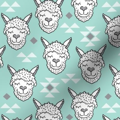 llamas-and-triangles on teal