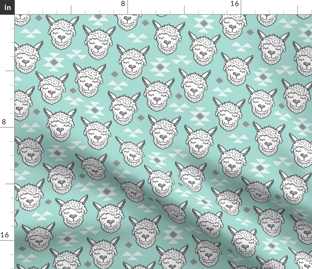 llamas-and-triangles on teal